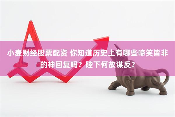 小麦财经股票配资 你知道历史上有哪些啼笑皆非的神回复吗？陛下何故谋反？