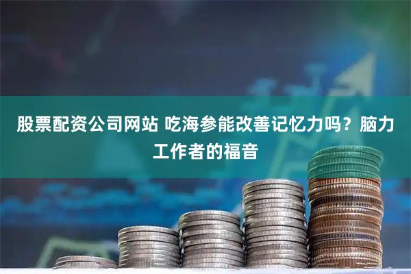 股票配资公司网站 吃海参能改善记忆力吗？脑力工作者的福音