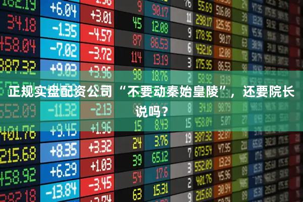 正规实盘配资公司 “不要动秦始皇陵”，还要院长说吗？